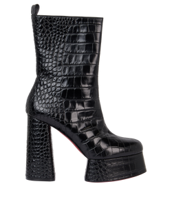 Christian Louboutin Izamayeah 130, Croc Embossed, Black, UK7, B/DB, 2*