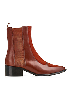 Loewe Block Heel Ankle Boots, Suede/Leather, Burnt Orange, Box, UK 4