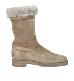 Loro Piana Shearling Boots, Leather, Beige, UK7, DB, 3*