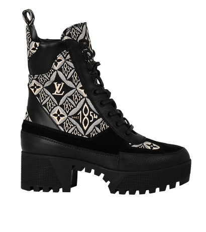 Louis Vuitton Laureate Platform Boots, £470, Shoes, Black/White, Canvas/Leather, Front view