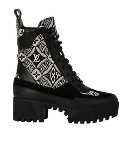 Louis Vuitton Laureate Platform Boots, Leather/Canvas, Black UK3, 3*