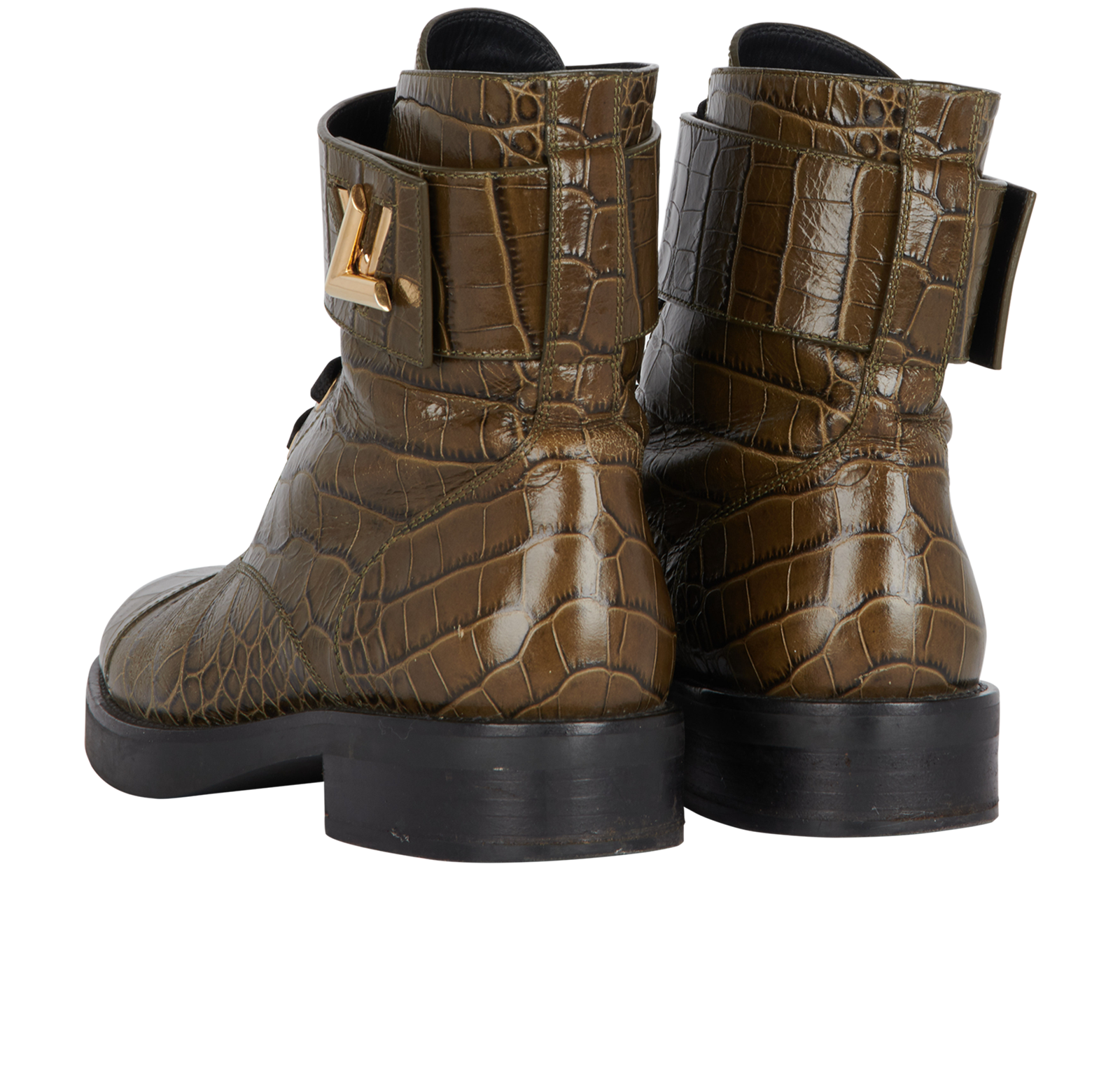 Louis Vuitton Croc Embossed Boots, &pound;350, Shoes, Green, Leather, Back view