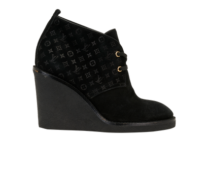 Louis Vuitton Wedge Boots, &pound;180, Shoes, Black, Suede, Front view