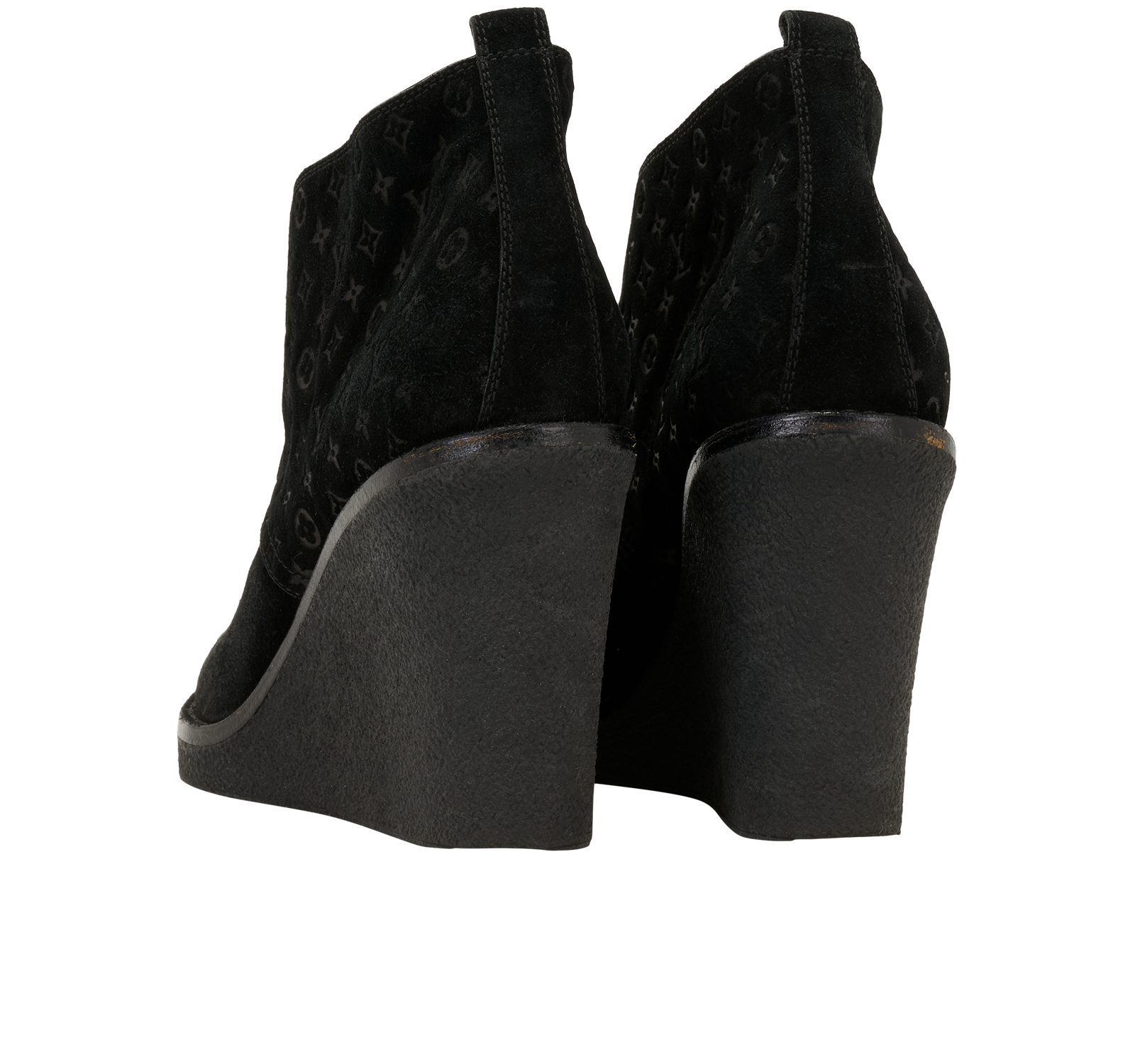 Louis Vuitton Wedge Boots, &pound;180, Shoes, Black, Suede, Back view