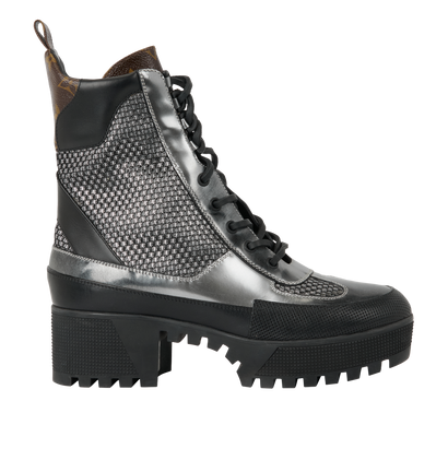 Louis Vuitton Digital Gate Desert Boots, &pound;350, Shoes, Black/Silver, Leather/Mesh, Front view
