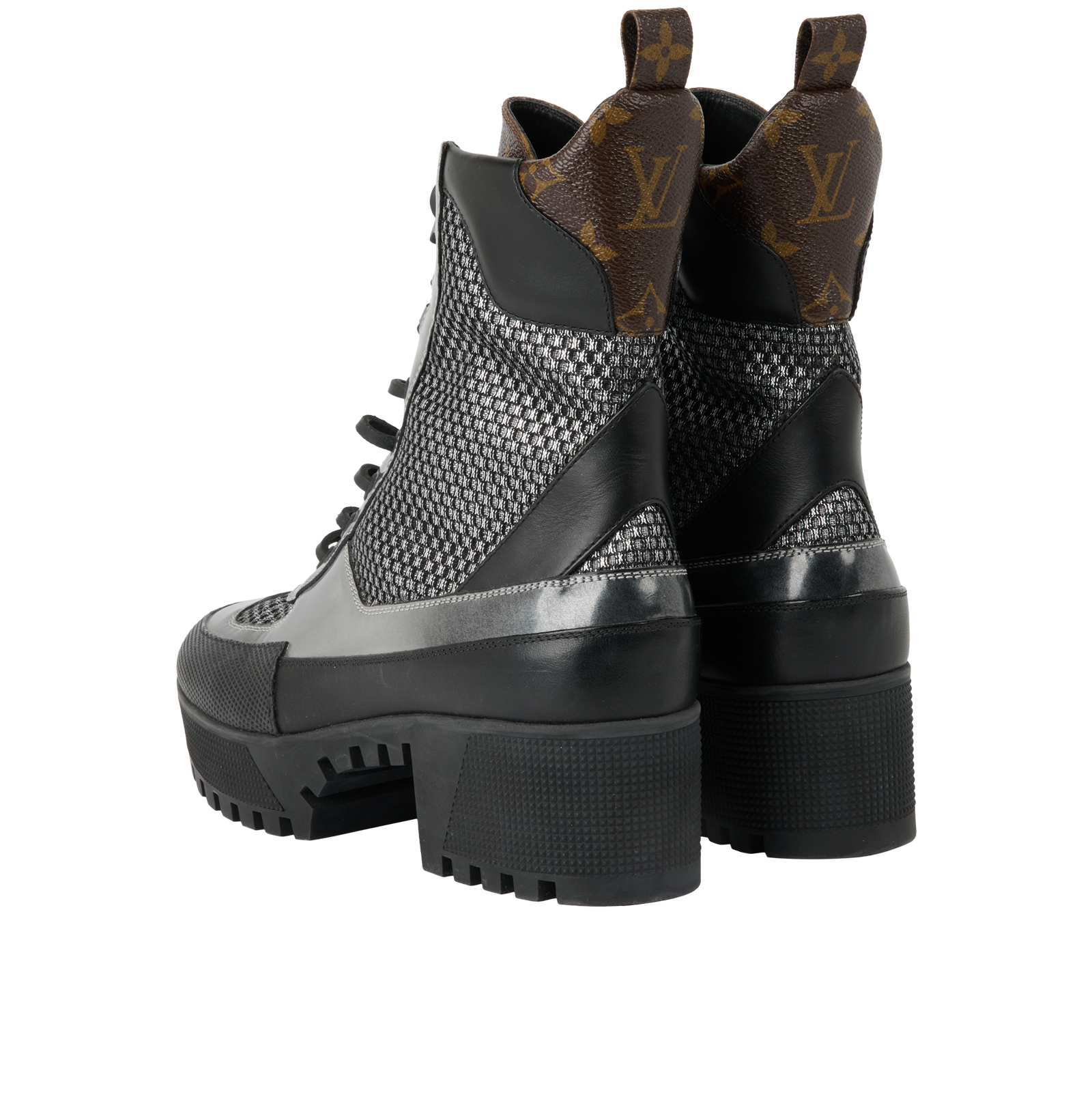 Louis Vuitton Digital Gate Desert Boots, &pound;350, Shoes, Black/Silver, Leather/Mesh, Back view