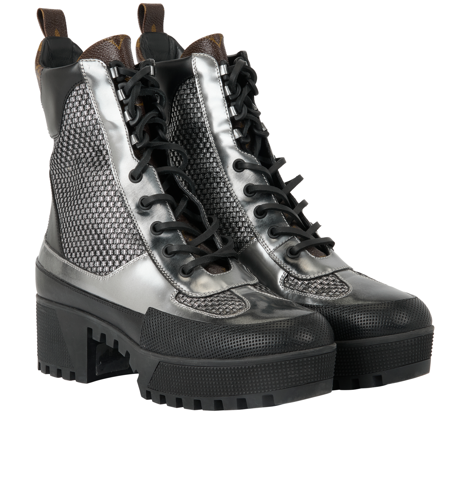 Louis Vuitton Digital Gate Desert Boots, &pound;350, Shoes, Black/Silver, Leather/Mesh, Side view