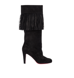 Christian Louboutin Fringed Boots, Suede, Black, UK5, DB, 2*
