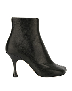 MM6 Maison Margiela Flared Heel Ankle Boots, Leather, Black, B/DC, UK 7
