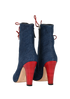 Manolo Blahnik Lace Up Ankle Boots, £290, Shoes, Blue/Red, Denim, Back view
