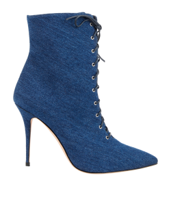 Manolo Blahnik X Rihanna Lace Up Ankle Boots, Denim, Blue,UK7.5, B/DB, 3*