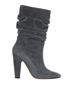 Manolo Blahnik Scrunched Boots, Suede, Grey, UK3, B, 2*