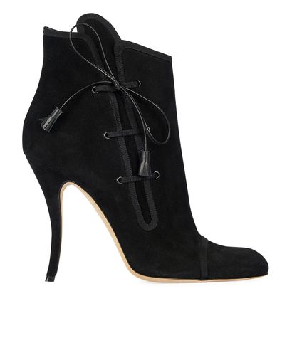 Manolo Blahnik Lace-Up Ankle Booties, front view