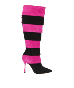 Manolo Blahnik Degeneradabi 105 Boots, Suede, Pink/Black, UK6, B, 3*