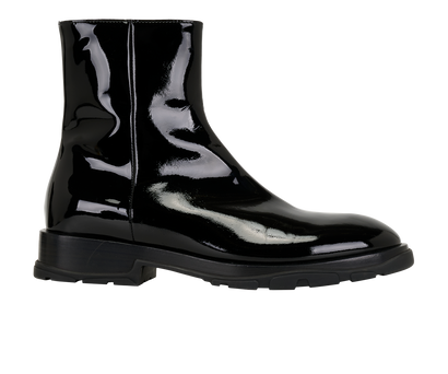 Alexander McQueen Chelsea Boot, &pound;150, Shoes, Black, Patent Leather, Front view