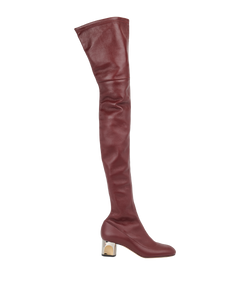 Alexander McQueen Stretchy Thigh High Boots - Size UK3,Leather,Burgundy,3