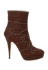 Miu Miu Studded Platform Ankle Boots, &pound;180, Shoes, Brown, Leather, Front view