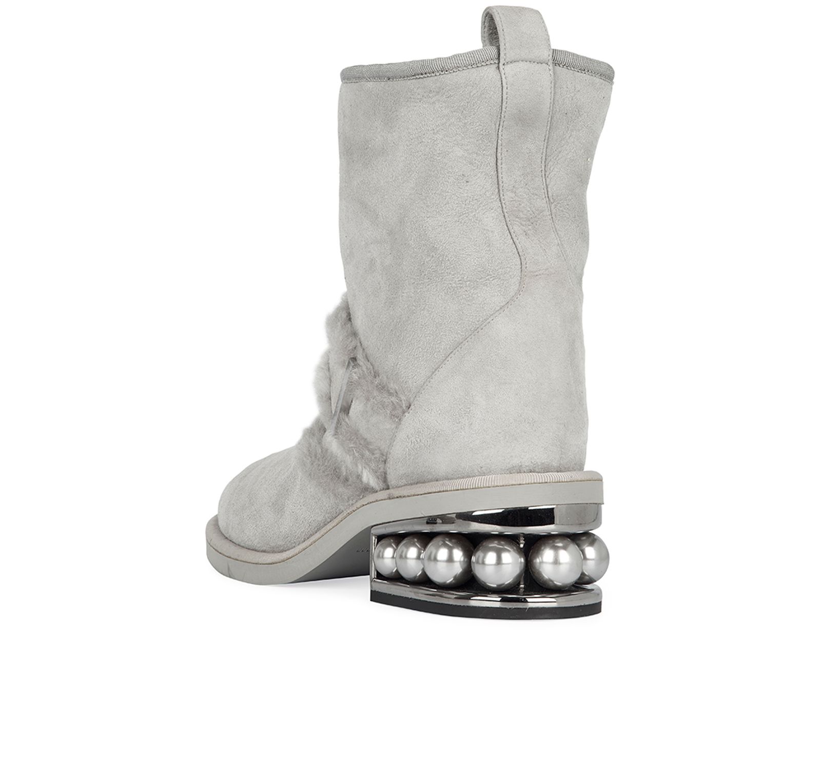 Nicholas Kirkwood Casali Pearl Biker Boots, &pound;200, Shoes, Grey, Suede, Back view