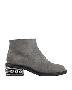 Nicholas Kirkwood Pearl Crosta Luna Ankle Boots, Suede, Grey, UK 6.5, DB,