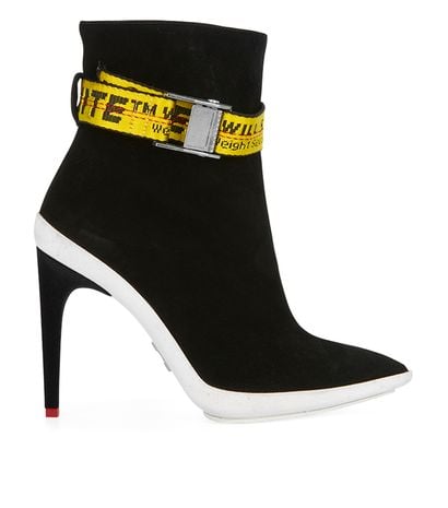 Off-White Buckle Belt Ankle Booties, front view