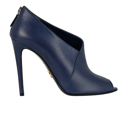 Prada Peep Toe Ankle Boots, £250, Shoes, Blue, Leather, Front view