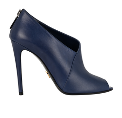 Prada Peep Toe Ankle Boots, Leather, Navy, UK4.5, DB/B, 2*