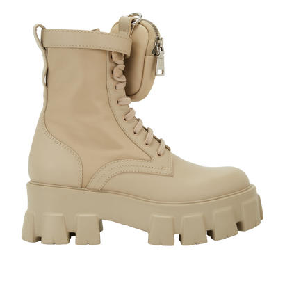 Prada Monolith Boots, &pound;350, Shoes, Beige, Nylon, Front view