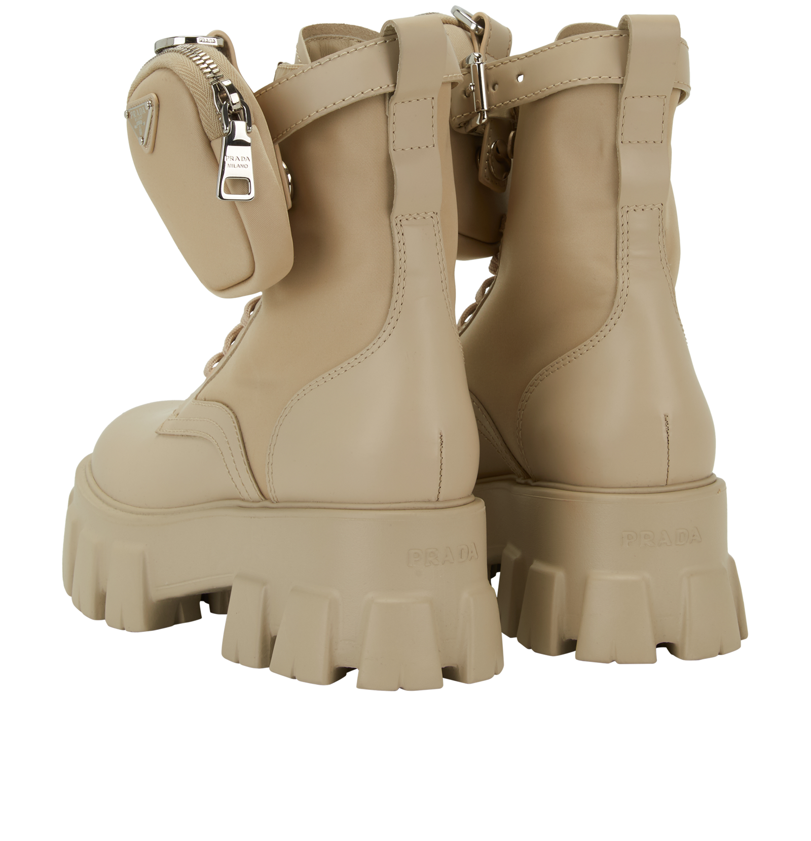Prada Monolith Boots, &pound;350, Shoes, Beige, Nylon, Back view