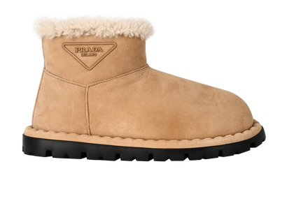 Prada Shearling Boots, £475, Shoes, Brown, Suede, Front view