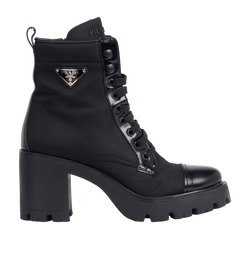 Prada Re-Nylon Ankle Boots, Leather/Poly, Black, UK6.5, B/DB, 2*