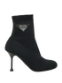 Prada Logo Sock Boots, &pound;320, Shoes, Black, Fabric, Front view