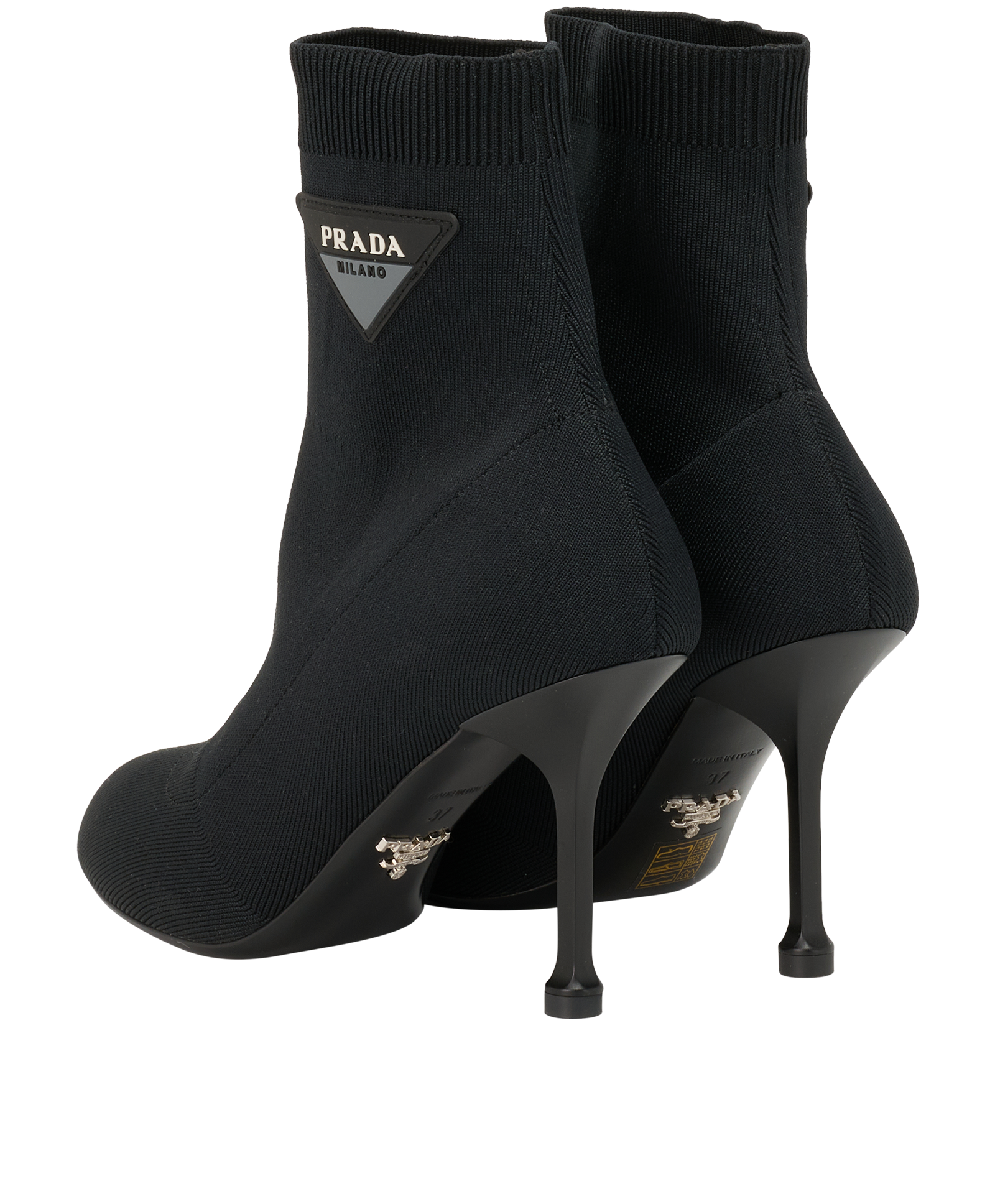 Prada Logo Sock Boots, &pound;320, Shoes, Black, Fabric, Back view