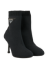 Prada Logo Sock Boots, &pound;320, Shoes, Black, Fabric, Side view