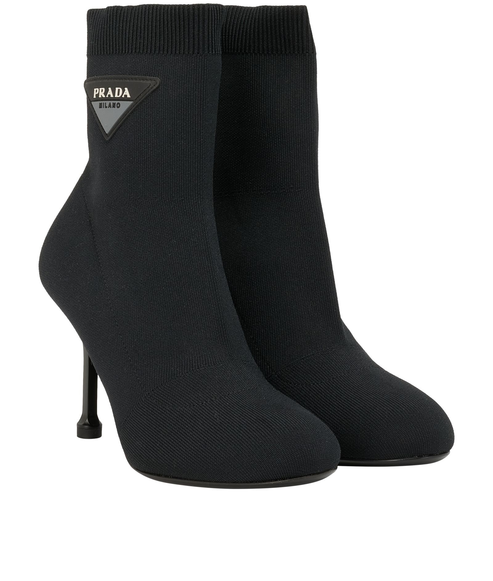 Prada Logo Sock Boots, &pound;320, Shoes, Black, Fabric, Side view