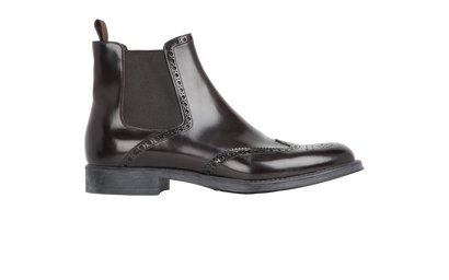 Prada Brogue Boots, &pound;250, Shoes, Brown, Leather, Front view
