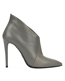 Prada Heeled Bootie Shoes, Leather, Grey, UK 7