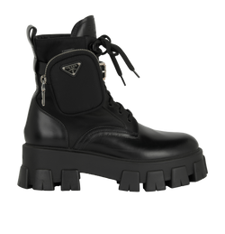 Prada Monolith Boots, Leather/Nylon, Black, UK6, 2*