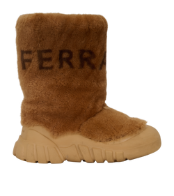 Salvatore Ferragamo Rain Boots, Shearling/Rubber, Tan, UK3, B, 1*