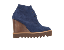 Stella McCartney Wedge Ankle Boots, FauxSuede, Blue, UK6, 3*