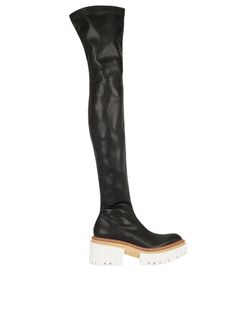 Stella McCartney Emilie OTK Stretch Boots, Black White,UK7,3*,XY