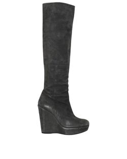 Stuart Weitzman Knee High Platform Boots, Leather, Grey, 4, 2*