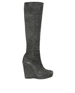 Stuart Weitzman Knee High Wedge Boots, Leather, Grey, 6.5, 3*