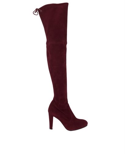 Stuart Weitzman Highland over The Knee Boots, £230, Shoes, Purple, Suede, Front view