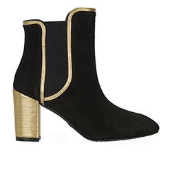 Stuart Weitzman Katherine 80 Boots, leather, black/gold, 4, 5*, B, DB