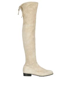 Stuart Weitzman Over The Knee Lowl And Boots, Suede, Cream, 4, DB/B