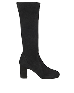 Stuart Weitzman Carolinda Suede Sock Boots, leather, black, 4, 5*, DB, B