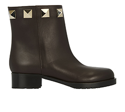 Valentino Rockstud Ankle Boots, Leather, Brown, UK4, 3*
