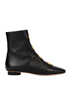 Valentino Eyelet Ankle Boots, Leather, Black, B, UK 3.5