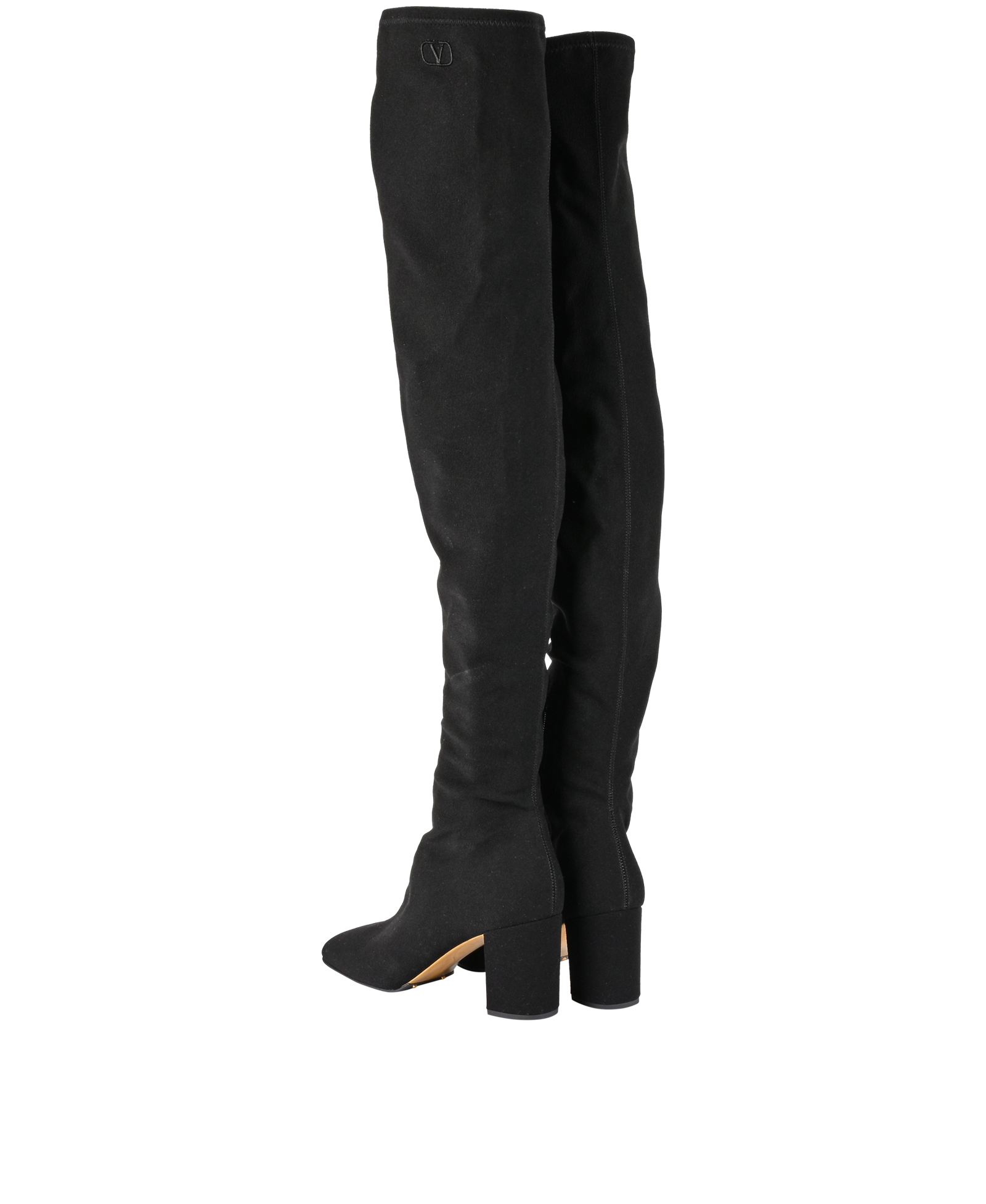 Valentino Garavani Knee-High Boots, &pound;290, Shoes, Black, Fabric, Back view