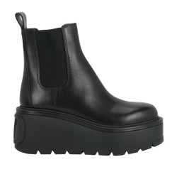 Valentino VLogo Platform Ankle Boots, Leather, Black, UK5.5, 2*